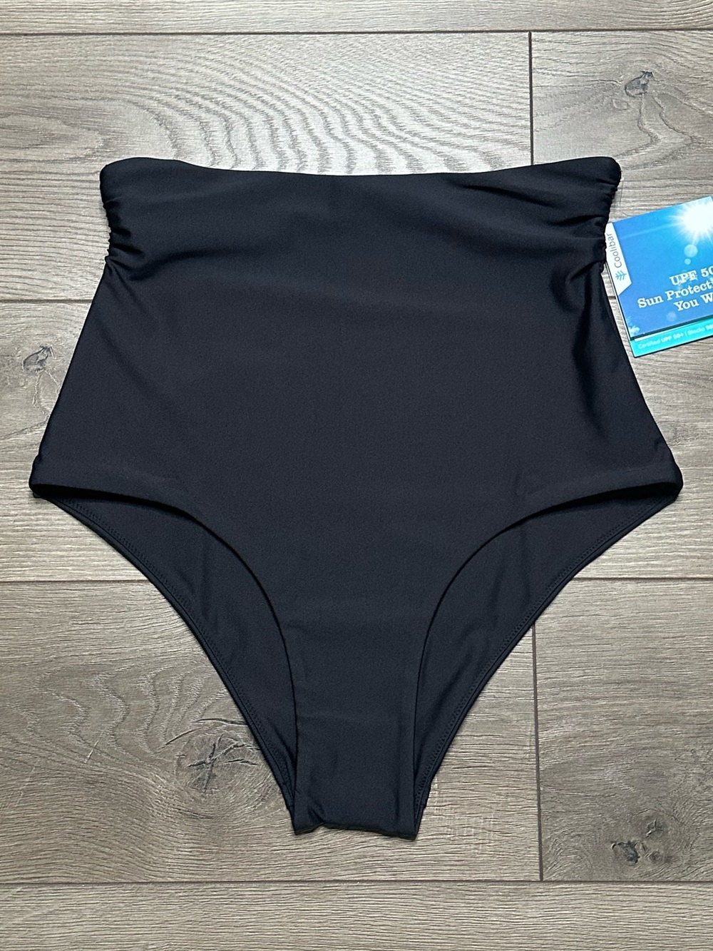 Coolibar Golden Isle Ultra High Rise Swim Bikini Bottoms Black Size Large